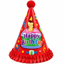 Happy Birthday Red Cone Party Hat