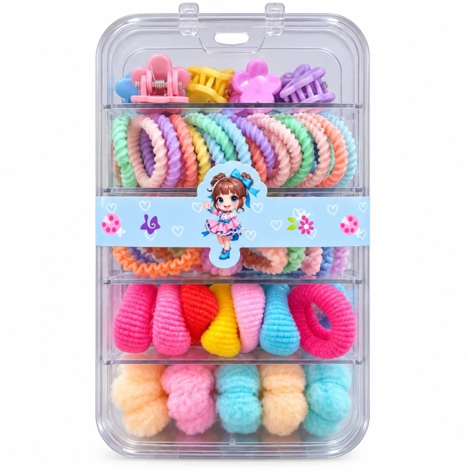 Kids Colorful Hair Accessories Set with Storage Box