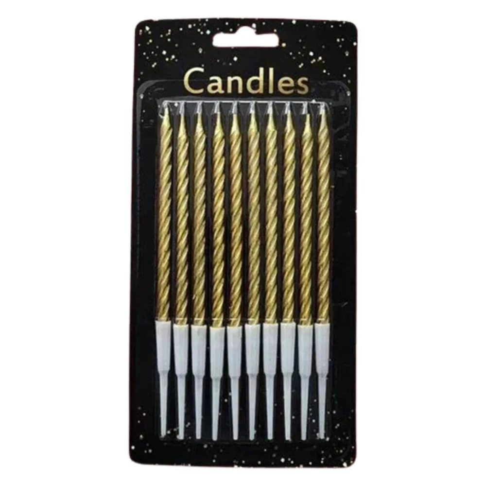 Golden Spiral Birthday Candles 10 Pieces Pack