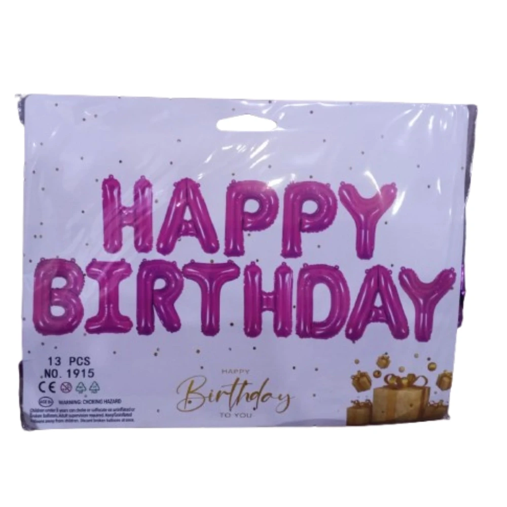 Happy Birthday Balloon Pink 13 Pcs