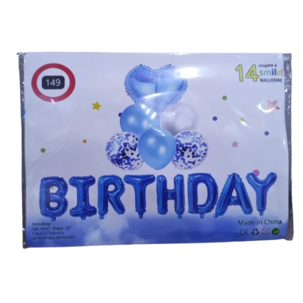 Birthday Balloon 14 Pcs Blue Color