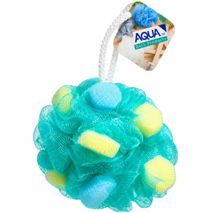 Aqua Bath Sponge with Hanging Rope (Assorted Colors)