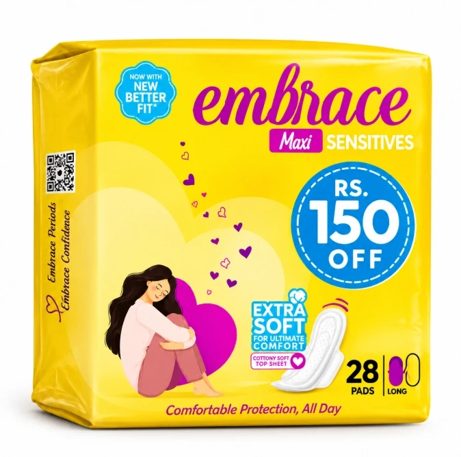 Embrace Sensitives Maxi Extra Long Pads 28 Pads