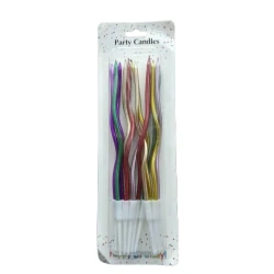 Multicolor Wavy Birthday Party Candles 12 Pieces Pack