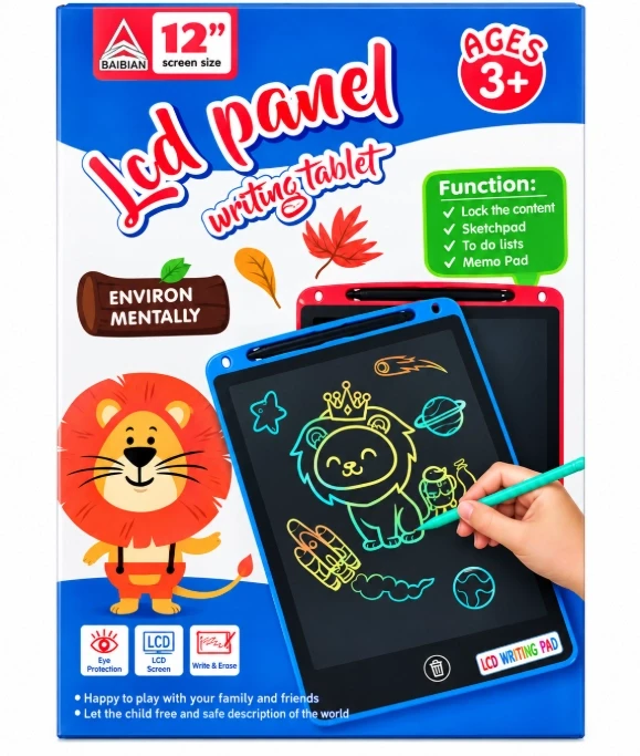 Baibian 12-Inch Colorful LCD Writing Tablet for Kids – Ages 3+