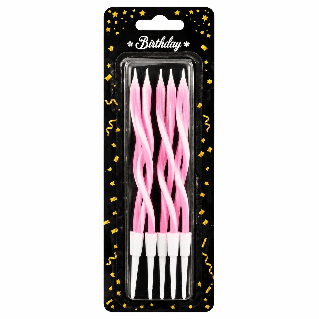 Pink Wavy Birthday Candles 6 Pieces Pack