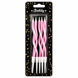 Pink Wavy Birthday Candles 6 Pieces Pack