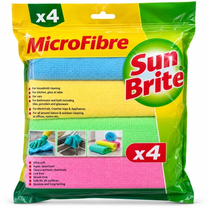 Sun Brite Microfibre Cleaning Cloths – 4 Pcs