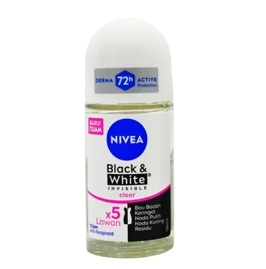 Nivea Black & White Invisible Clear Anti-Perspirant Roll On Deodorant 50ml