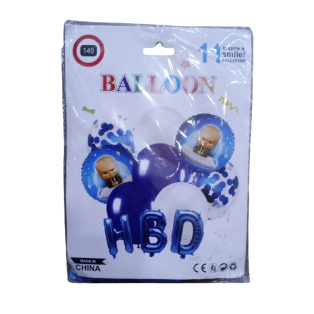 HBD Balloon Set 11 Pcs Assorted Character & Color