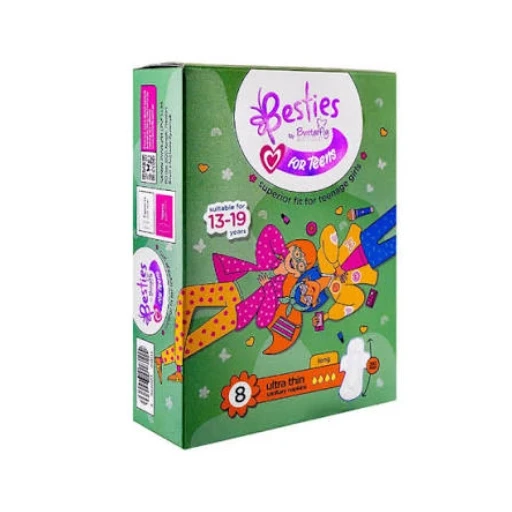 Butterfly Besties Ultra Thin Sanitary Napkins for Tweens 13-19 years Long 8-Pads