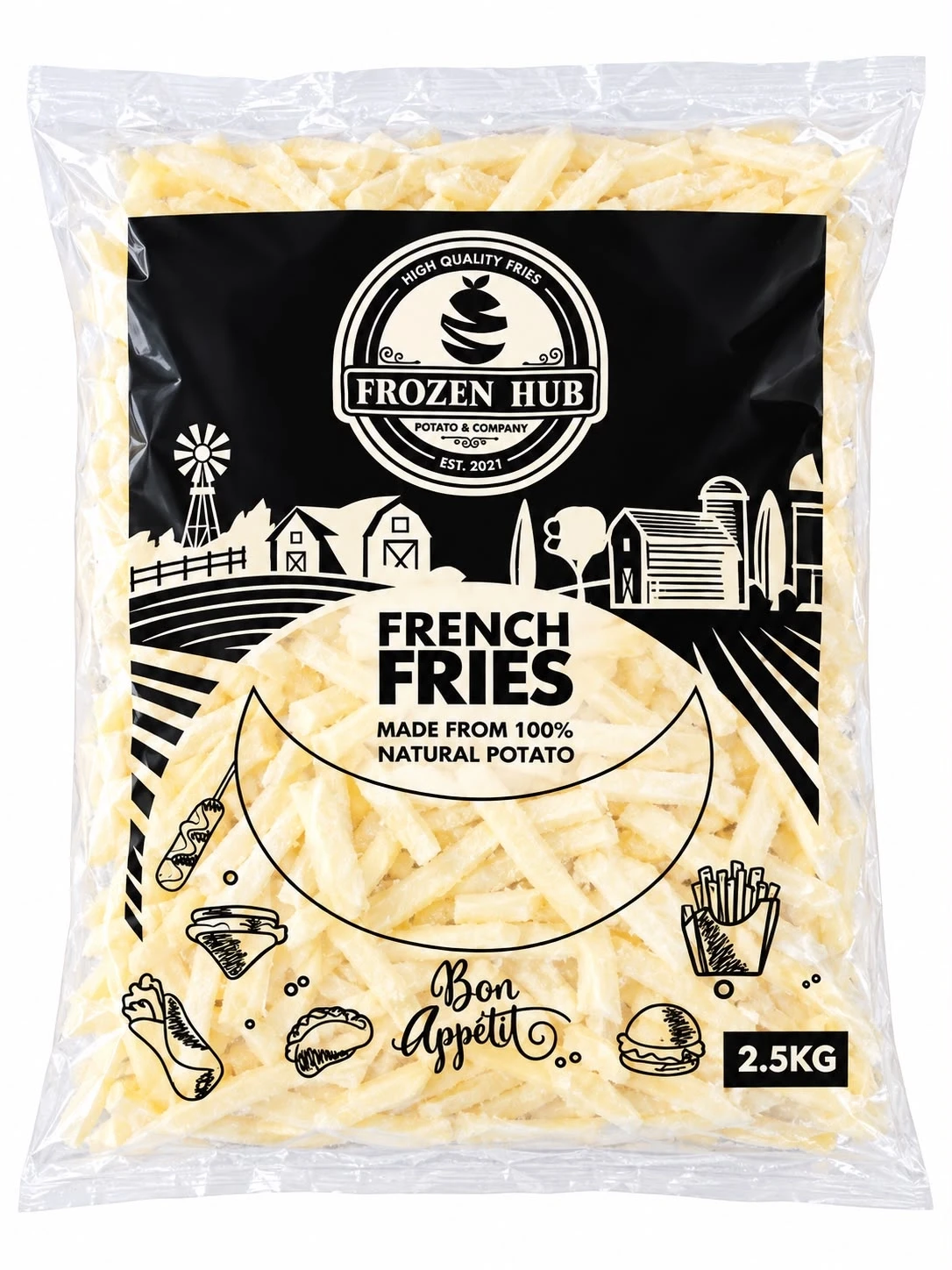Frozen Hub Plain French Fries 2.5kg