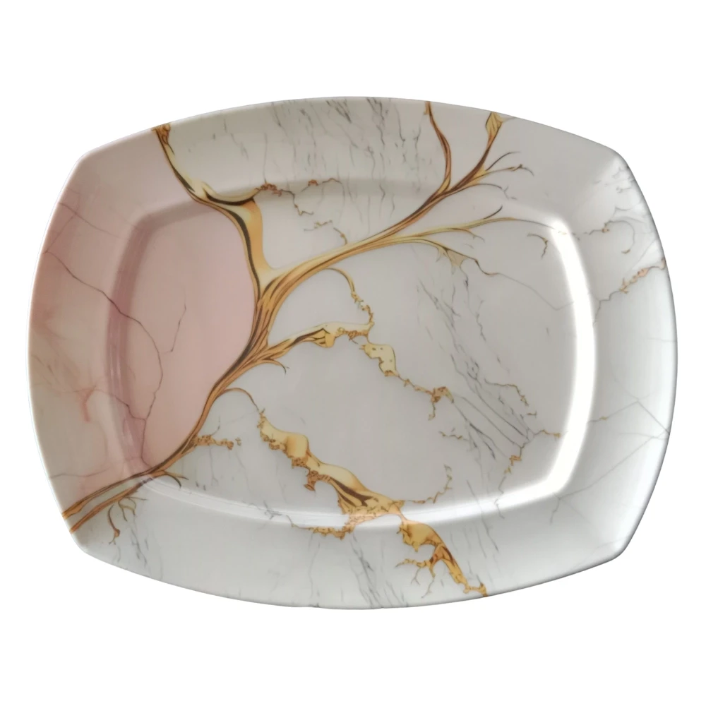 Melamine Blush Marble Tray