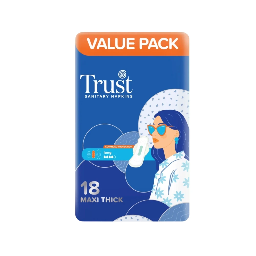 Trust Maxi Thick Long Sanitary Napkins 18 Pcs