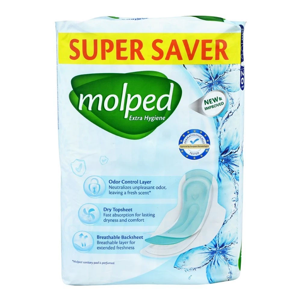 Molped Maxi Thick Hygiene Shield Extra Long Pads 26 Pads