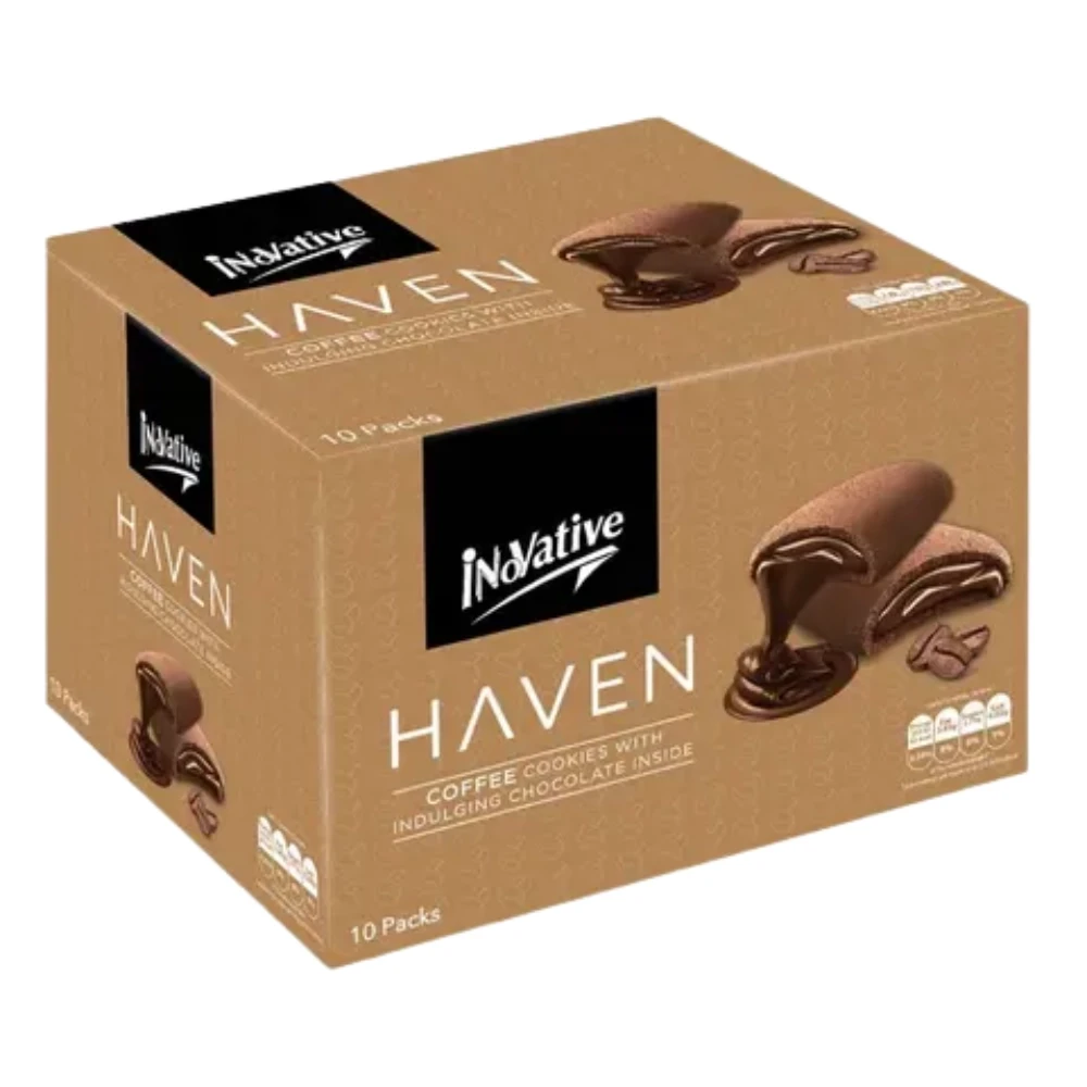 Inovative Haven Coffee Cookies with Indulging Chocolate Inside 10 Packs Box