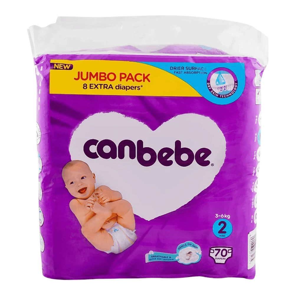 Canbebe Diapers Jumbo No.2 Mini 3-6Kg 70Pcs