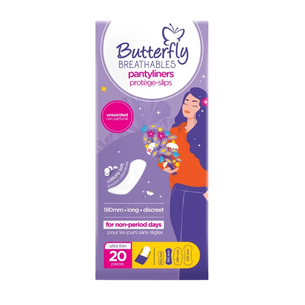 Butterfly Breathables Ultra Thin Long Panty Liners 20-Liners