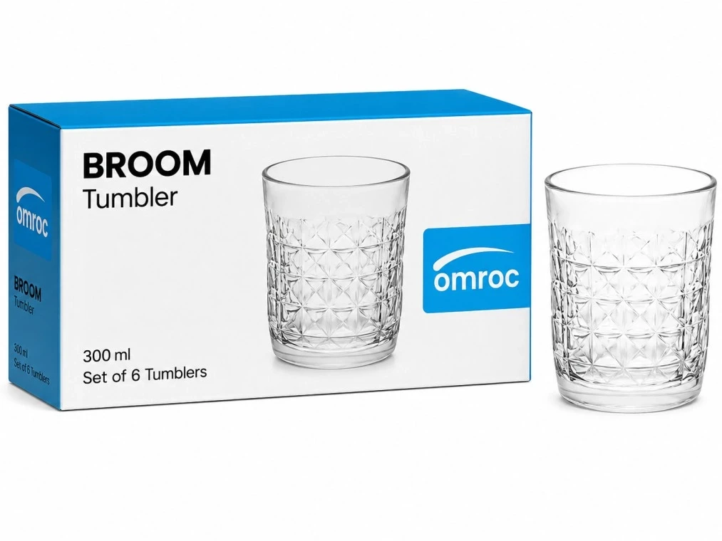 Omroc Broom Glass Tumbler Set 300ml (6 Pcs)