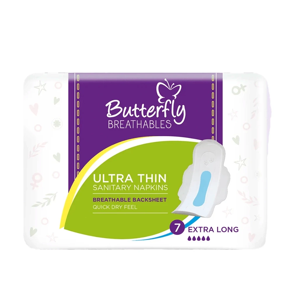 Butterfly Breathables Ultra Thin Sanitary Napkin Extra Long 7-Pads