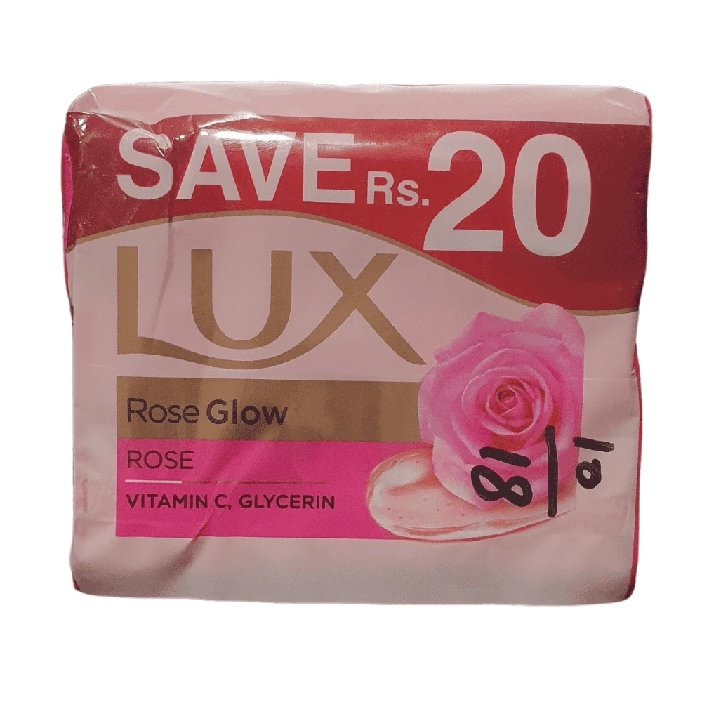 Lux Soap Rose Glowing Skin Vitamin C Glycerin Trio 128g