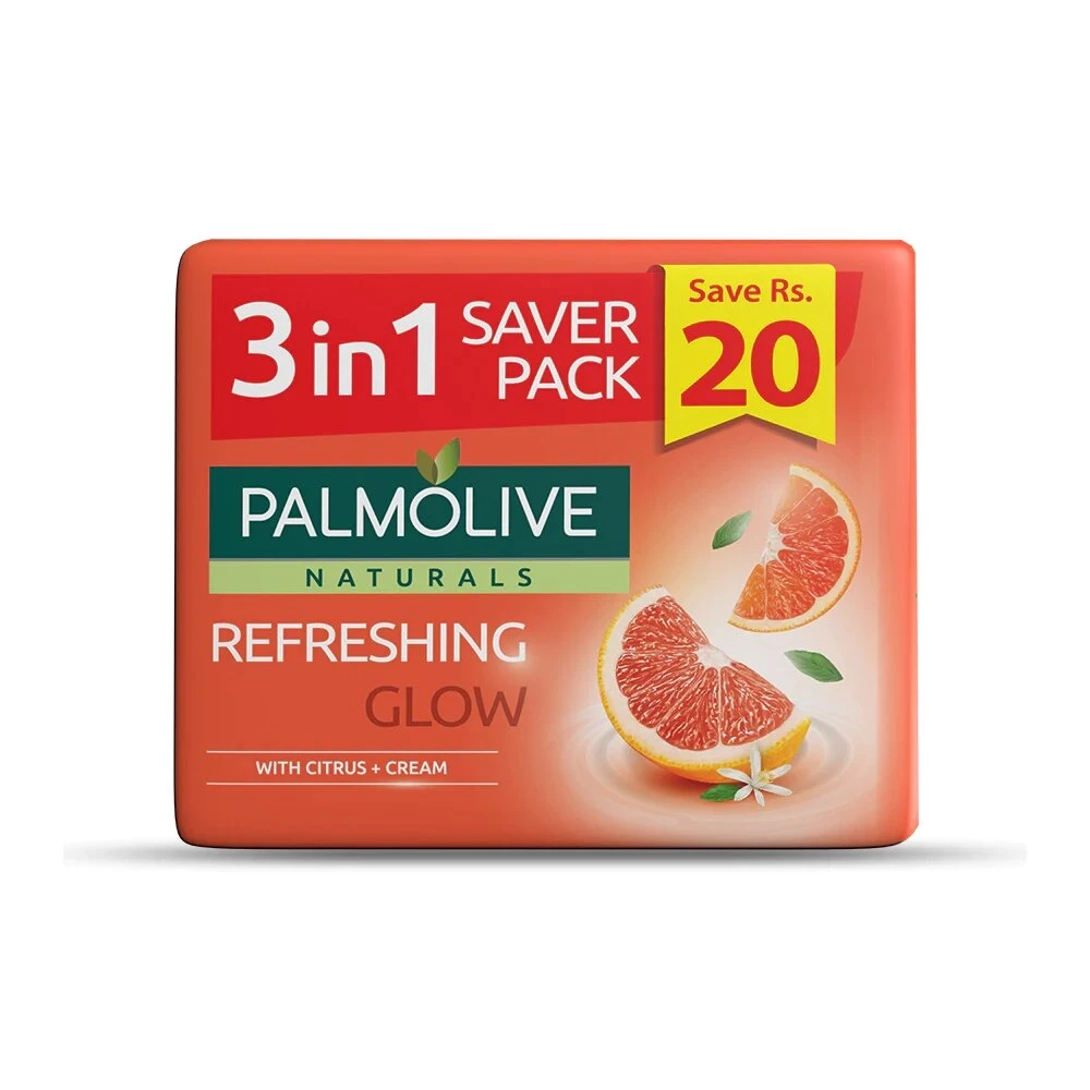 Palmolive Naturals Refreshing Glow Soap With Citrus + Cream 3 in 1 Saver Pack 98gm Save Rs.20