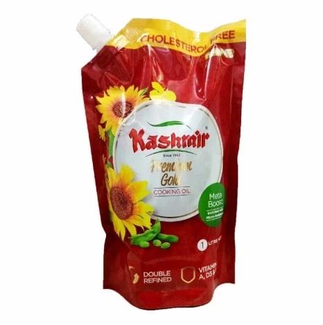 Kashmir Premium Gold Cooking Oil 1Ltr Nozzle Pouch