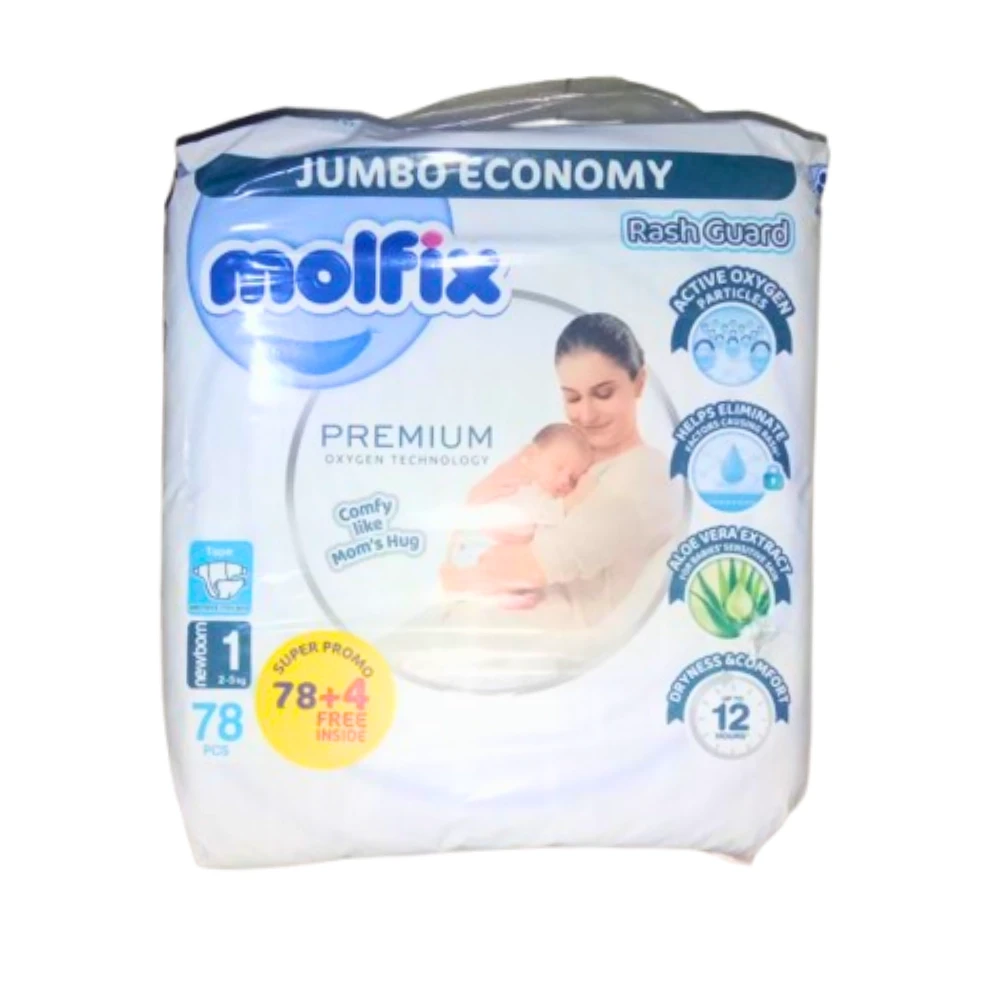 Molfix Jumbo Economy Rash Guard Newborn 1 (2-5kg) 78 pcs