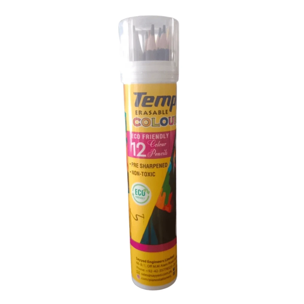Tempo Eraseable Colours 12 Color Pencils Jar