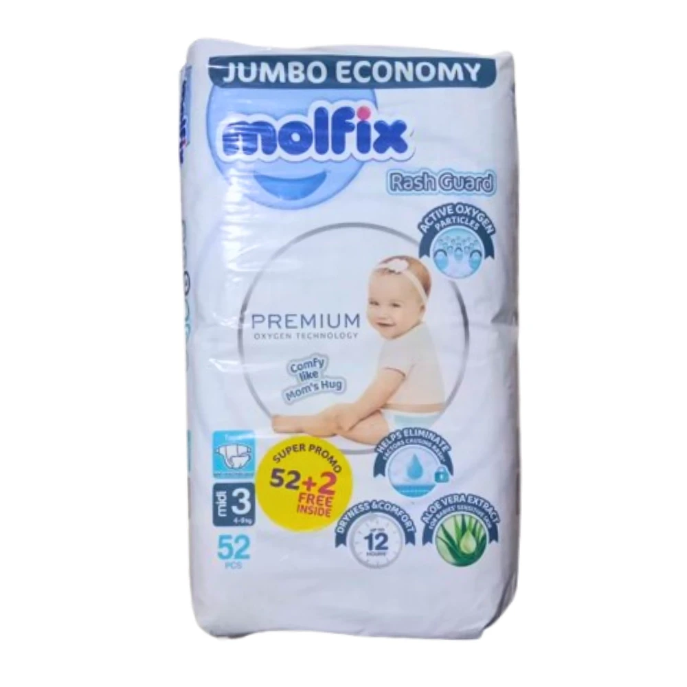 Molfix  Jumbo Economy Rash Guard Midi 3 (4-9kg) 52 pcs