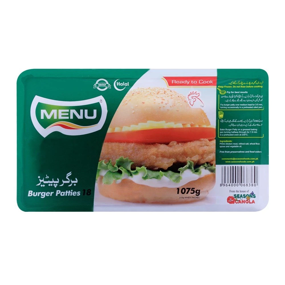Menu Burger Patties 18-Pcs 1075gm