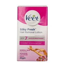Veet Silky Fresh Hair Removal Lotion Moisturising Lotus Flower Extract Full Arms Normal Skin 40gm