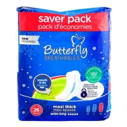 Butterfly Breathables Maxi Thick Extra Long 26 Pads (Saver Pack)