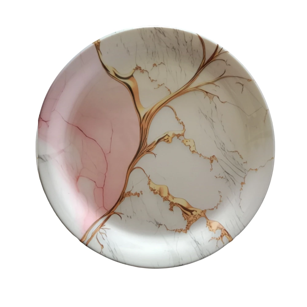 Melamine Blush Marble Large Plate