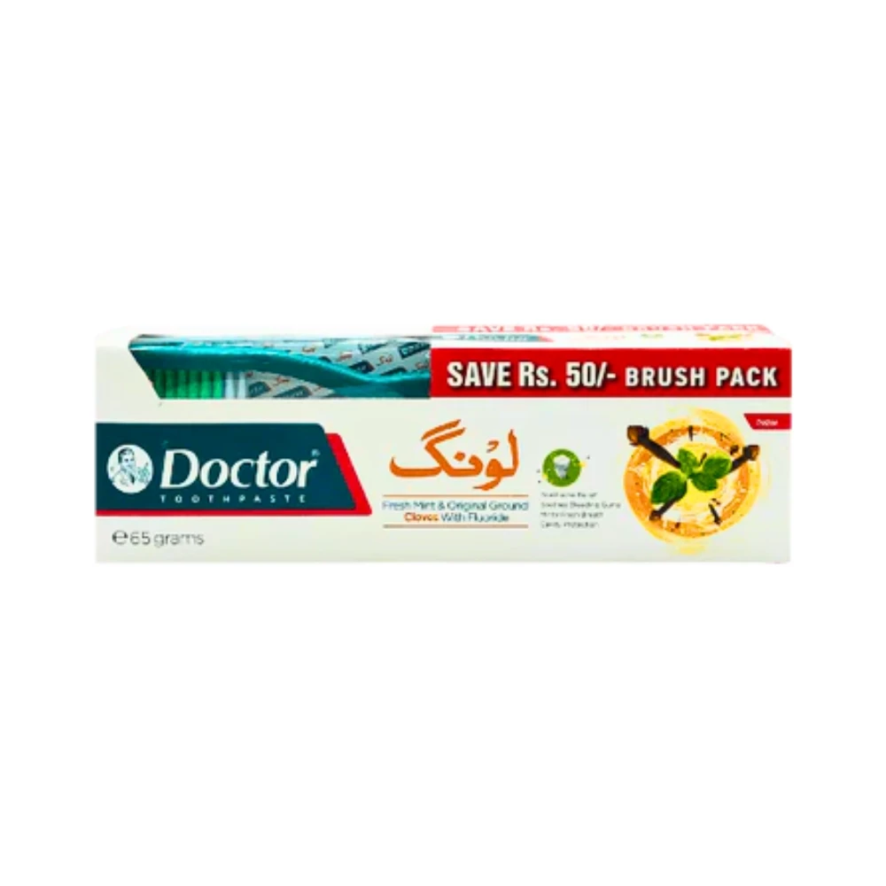 Doctor Fresh Mint & Original Ground Cloves Fluoride Toothpaste+Brush 65gm