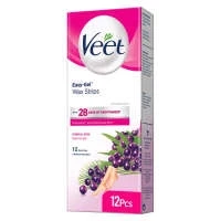 Veet Easy-Gel Shea Butter and Acai Berries Body & Legs Wax Strips for Normal Skin 12-Wax Strips