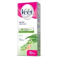 Veet Easy-Gel Aloe Vera and Green Tea Body & Legs Wax Strips for Dry Skin 12-Wax Strips