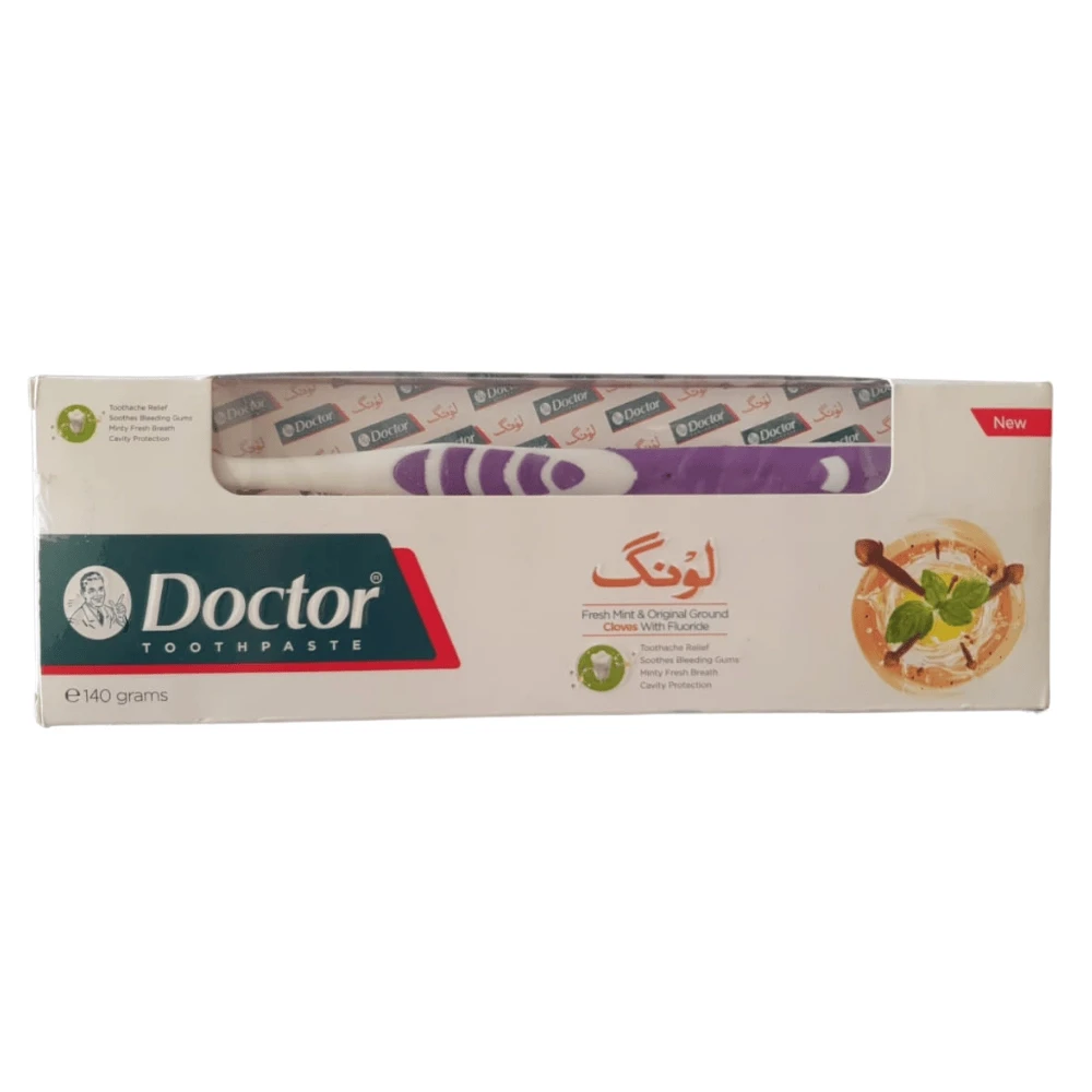Doctor Fresh Mint & Original Ground Cloves Fluoride Toothpaste 140gm With Brush Pack