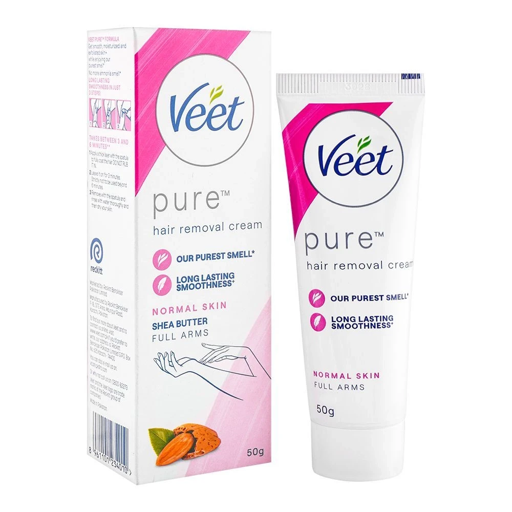 Veet Pure Hair Removal Cream Added Shea Butter for Normal Skin Full Arms 50gm