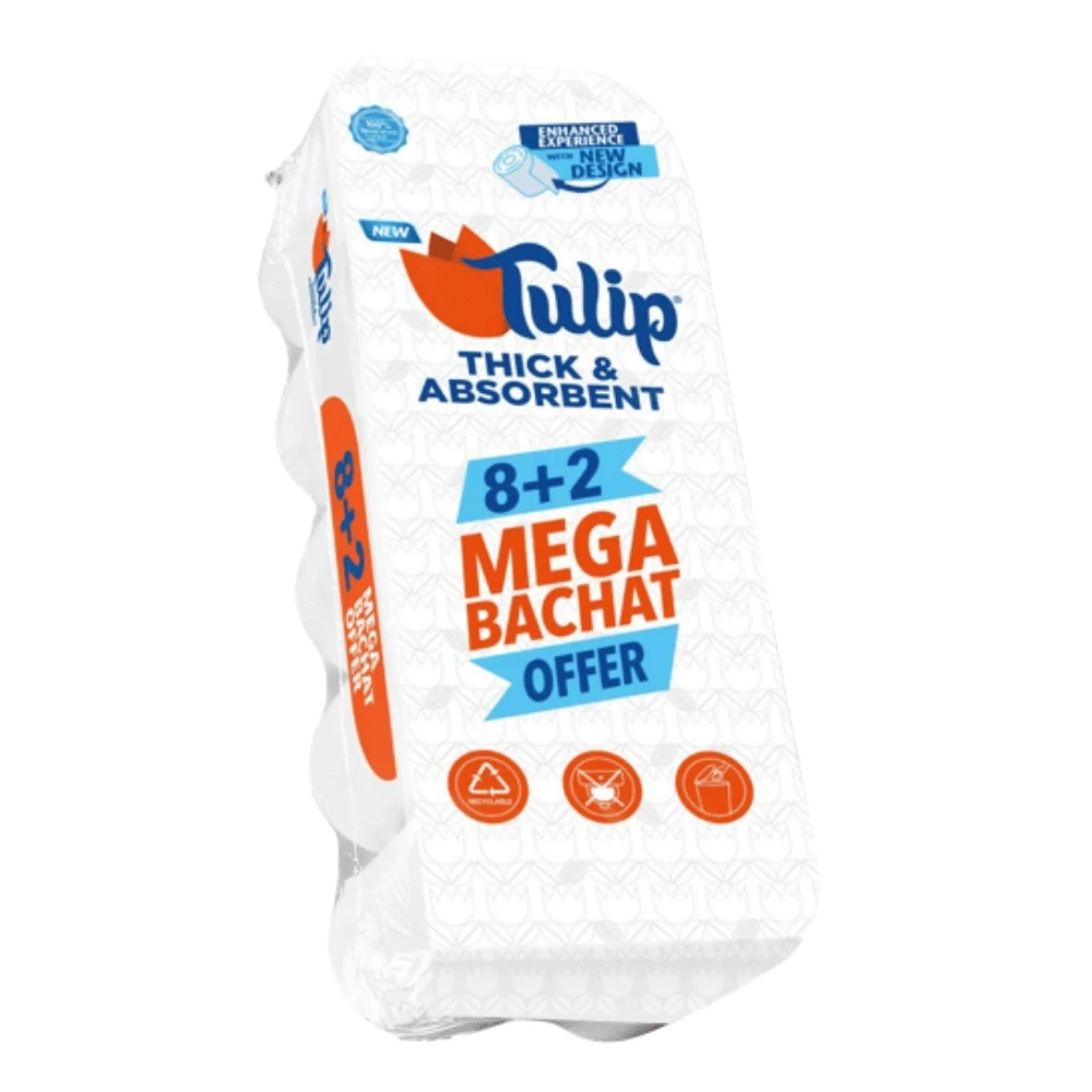 Tulip Toilet Roll White Tissue (8+2 Offer)