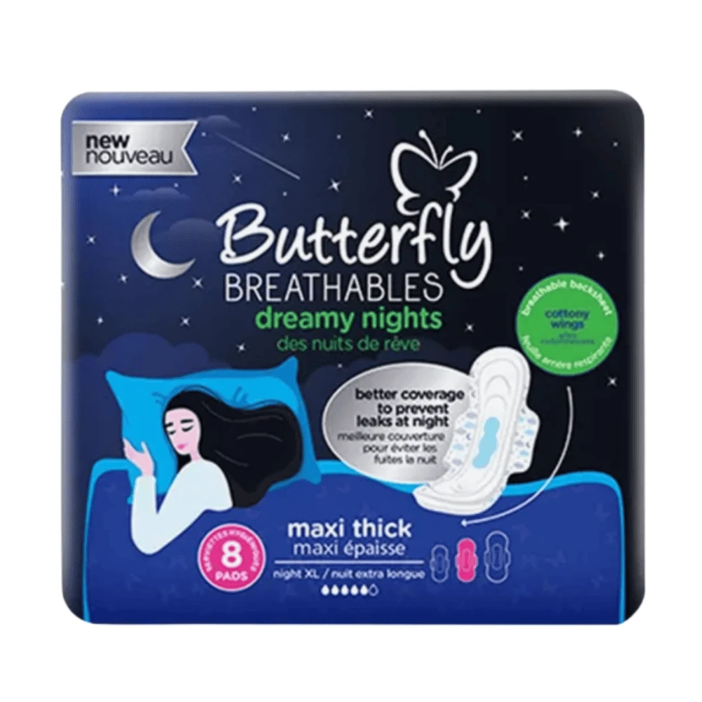 Butterfly Breathables Peaceful Night Maxi Thick XL 8 Pads