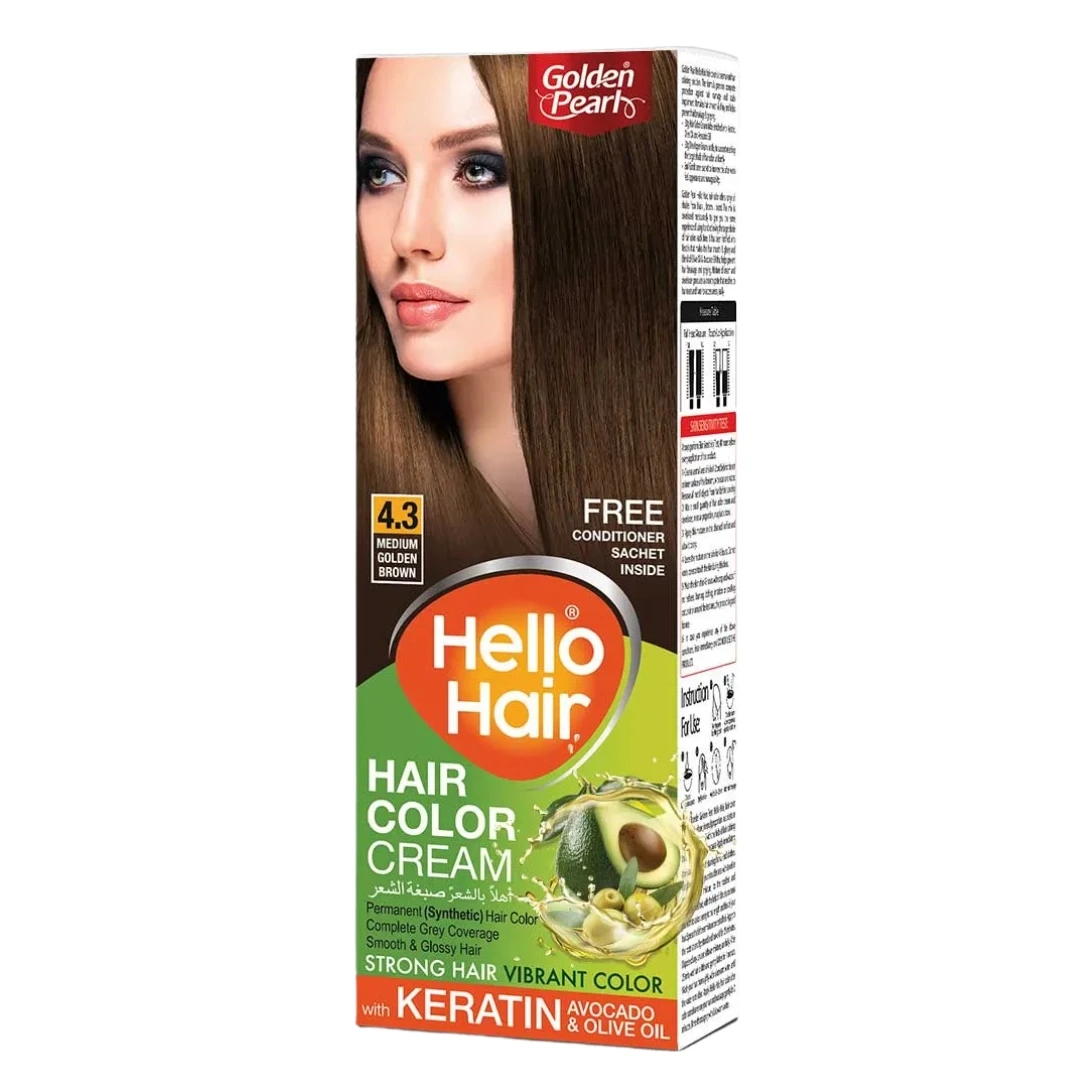 Golden Pearl Hello Hair Hair Color Cream Medium Golden Brown 4.3