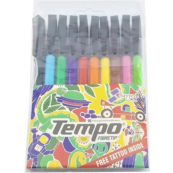 Tempo Fibertip Coloring Markers set 10-Colors