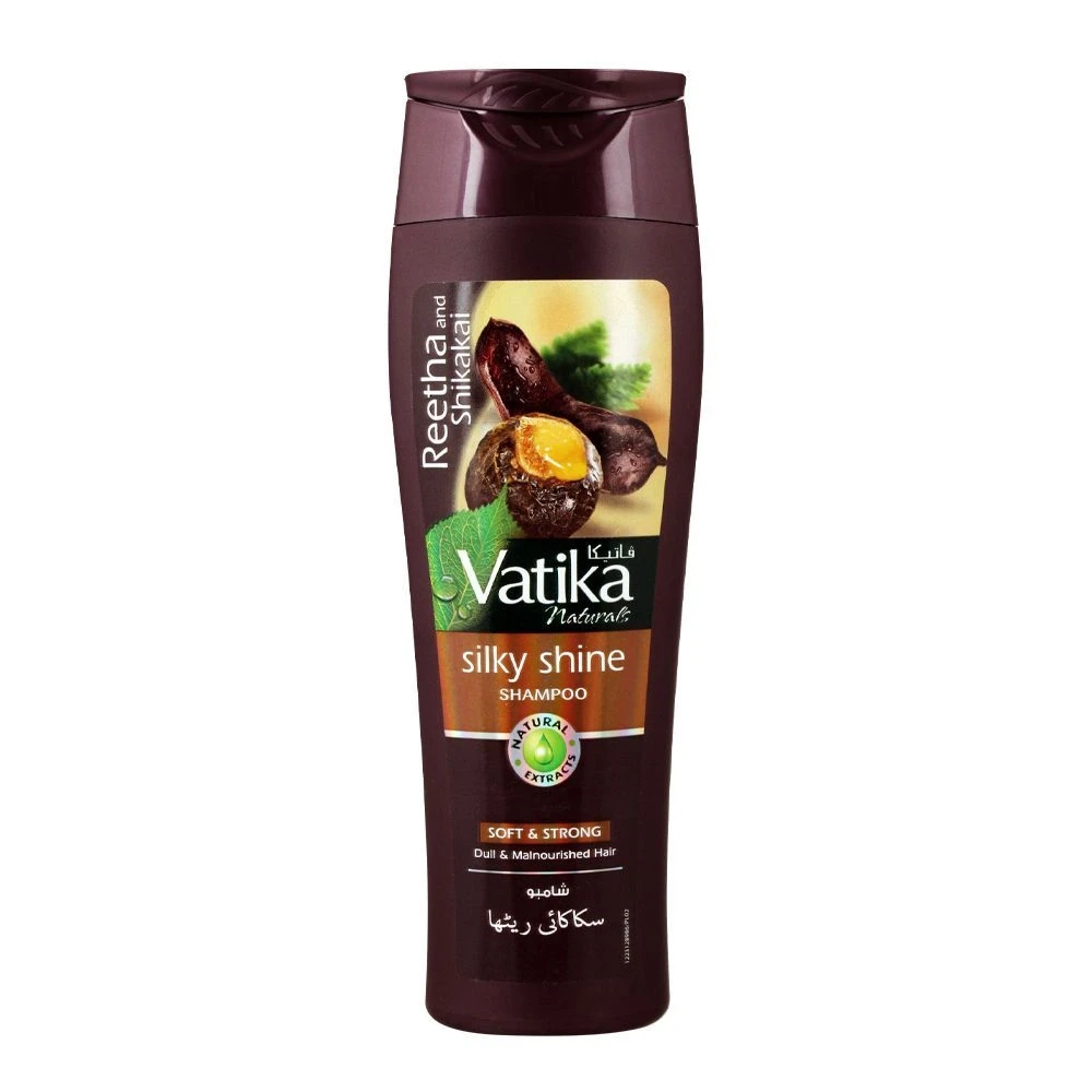 Dabur Vatika Reetha & Shikakai Silky Shine Shampoo for Dull & Malnourished Hair 185ml