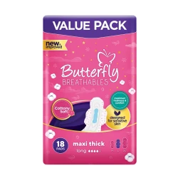 Butterfly Breathables Cottony Soft Maxi Thick Long Pads 18-Pads