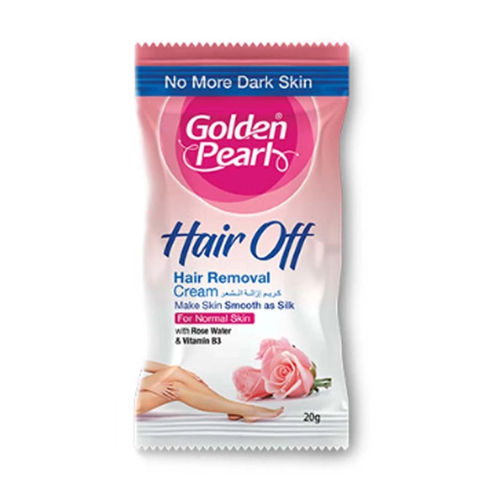 Golden Pearl Hair Off Hair Removal Cream with Rose Water & Vitamin B3 for Normal Skin 20gm Sachet
