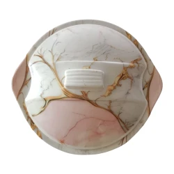 Melamine Blush Marble Bowl With Lid