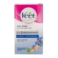 Veet Silky Fresh Hair Removal Lotion Soothing With Aloe Vera and Violet Blossom Fragrance Body & Legs Sensitive Skin 120gm