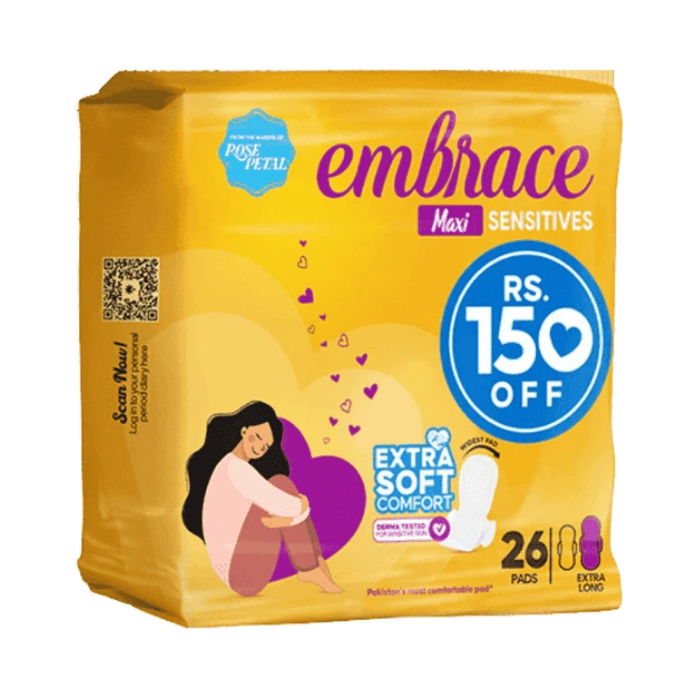 Embrace Sensitives Maxi Extra Long Pads 26 Pads