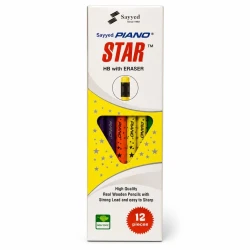 Piano Sayyed Star HB Pencil with Eraser 12 Pcs